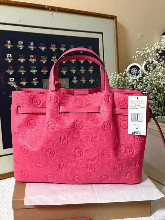 Michael Kors Hot Pink Embossed Leather Tote with Matching Wallet - Picture 9 of 12